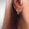 "BAMBOO" Stylist bamboo tree earring with colour stone and moissanite diamond