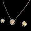 "ITALIAN" Gold texture Pendant set with italian touch - moissanite diamond