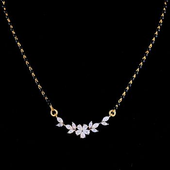 "LAVANYA" Stylist marquise shape floral moissanite diamond mangalsutra